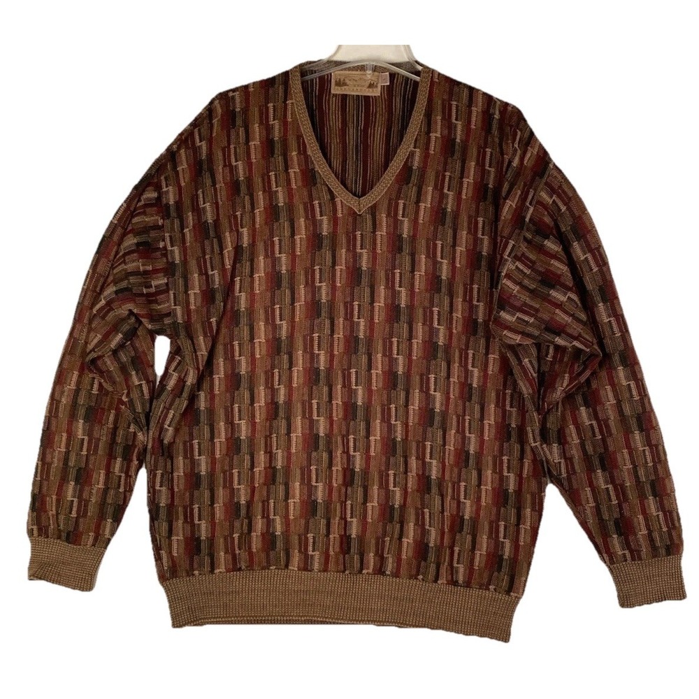 Vintage Shenandoah Sweater Mens L Vneck Cotton Pullover Made‎ USA